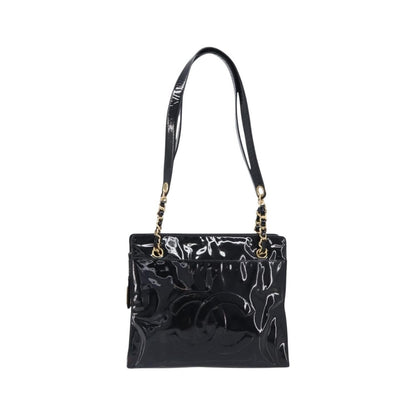 Chanel Coco Mark Patent Leather, Black, Patent Leather, Shoulder Bag
