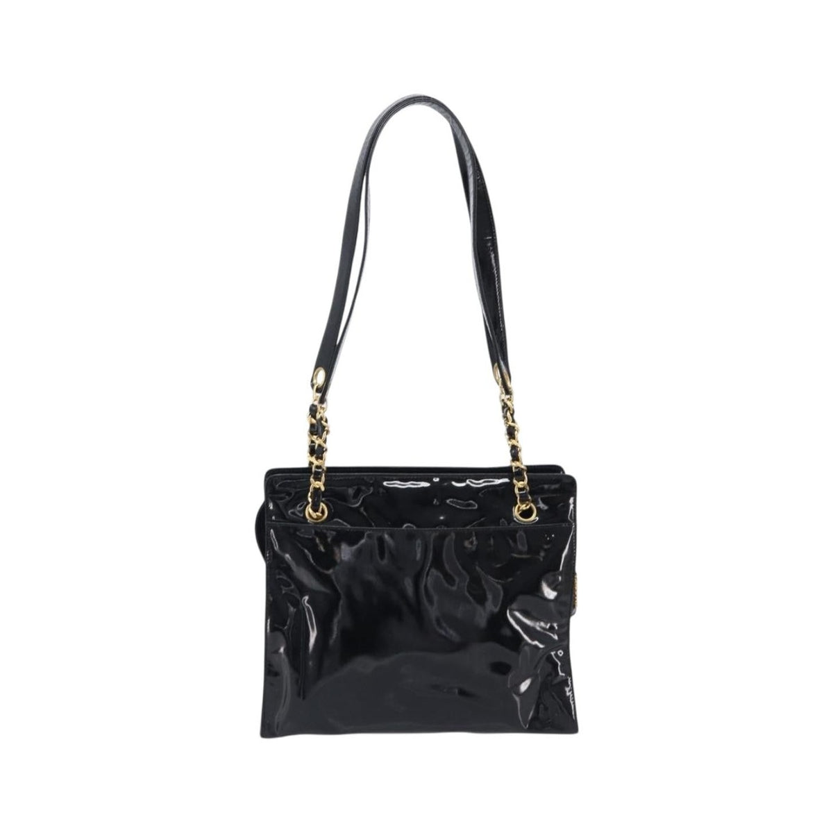 Chanel Coco Mark Patent Leather, Black, Patent Leather, Shoulder Bag