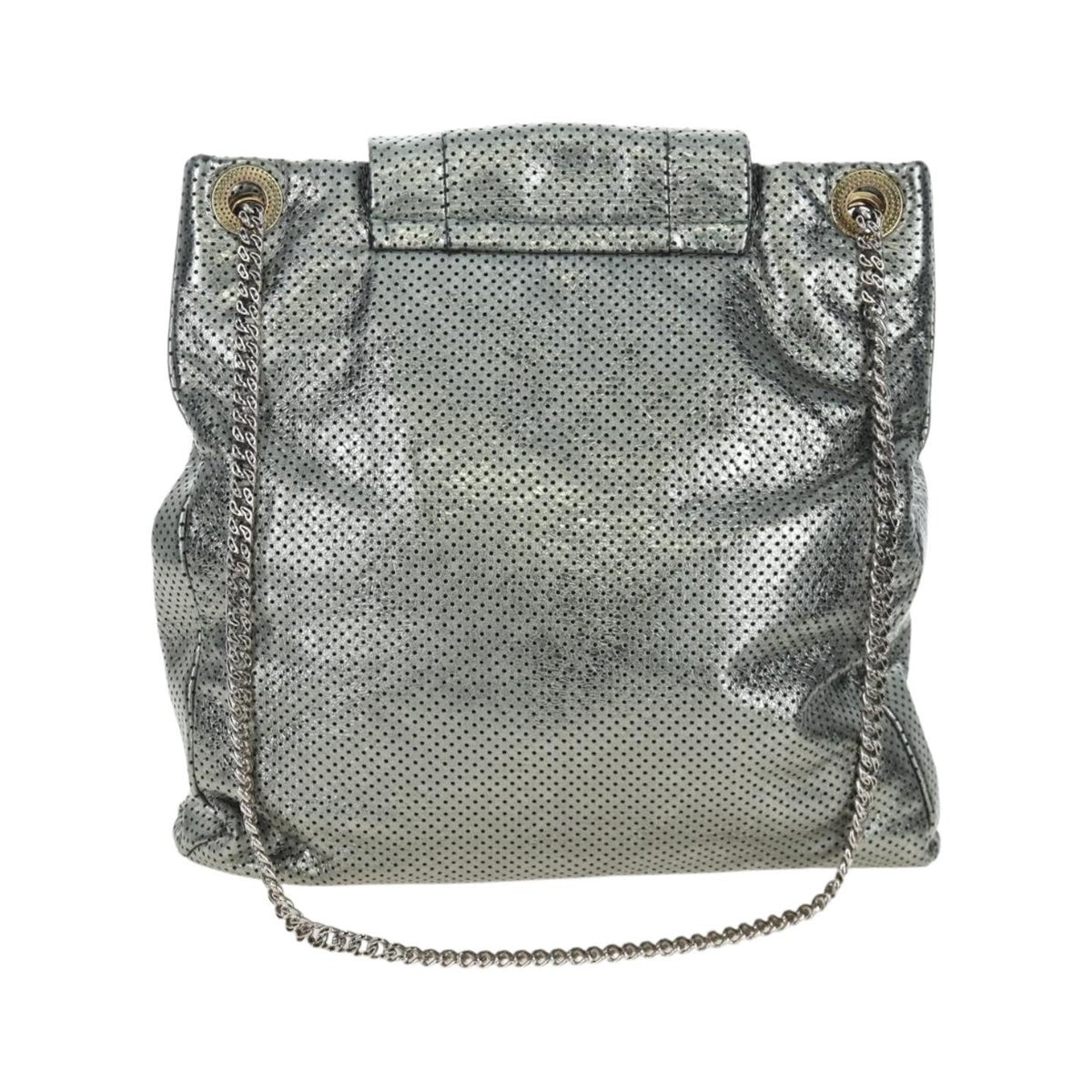 Chanel Drill Perforated Leather, Silver, Leather, Tote Bag