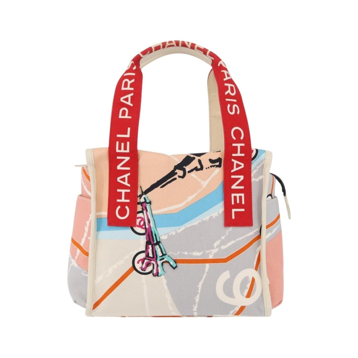 Chanel Eiffel Tower Printed Canvas, Multicolour, Canvas, Tote Bag