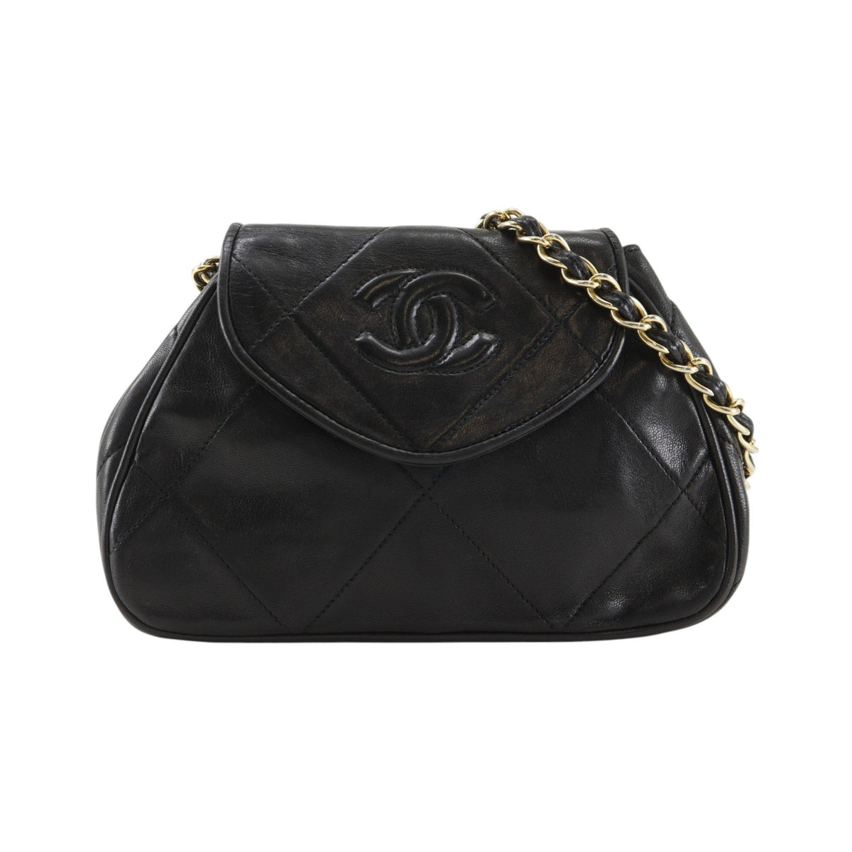 Chanel Flap Shoulder Leather, Black, Leather, Shoulder Bag