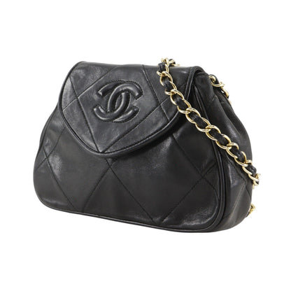 Chanel Flap Shoulder Leather, Black, Leather, Shoulder Bag