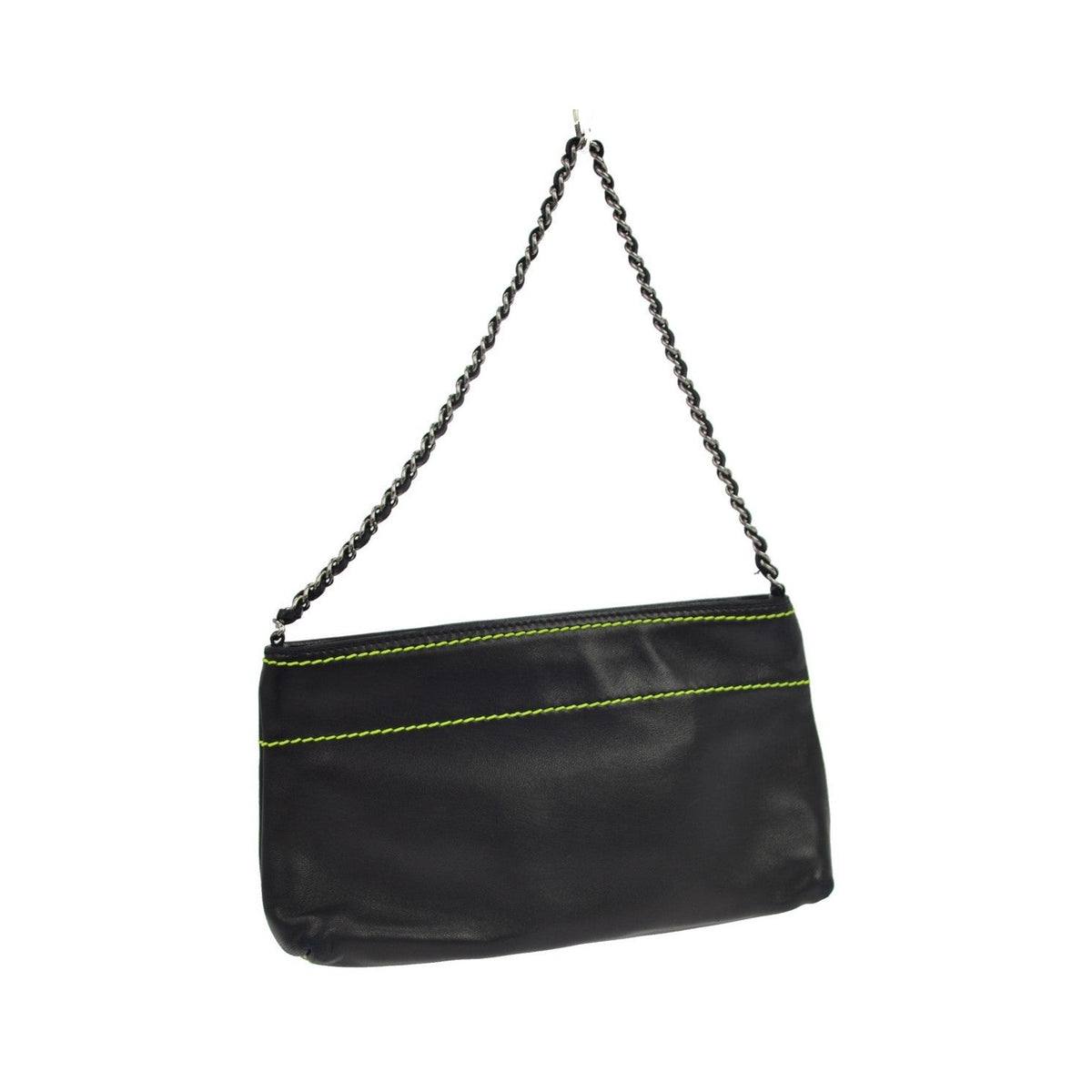 Chanel Lax Pochette Leather, Black, Leather, Clutch