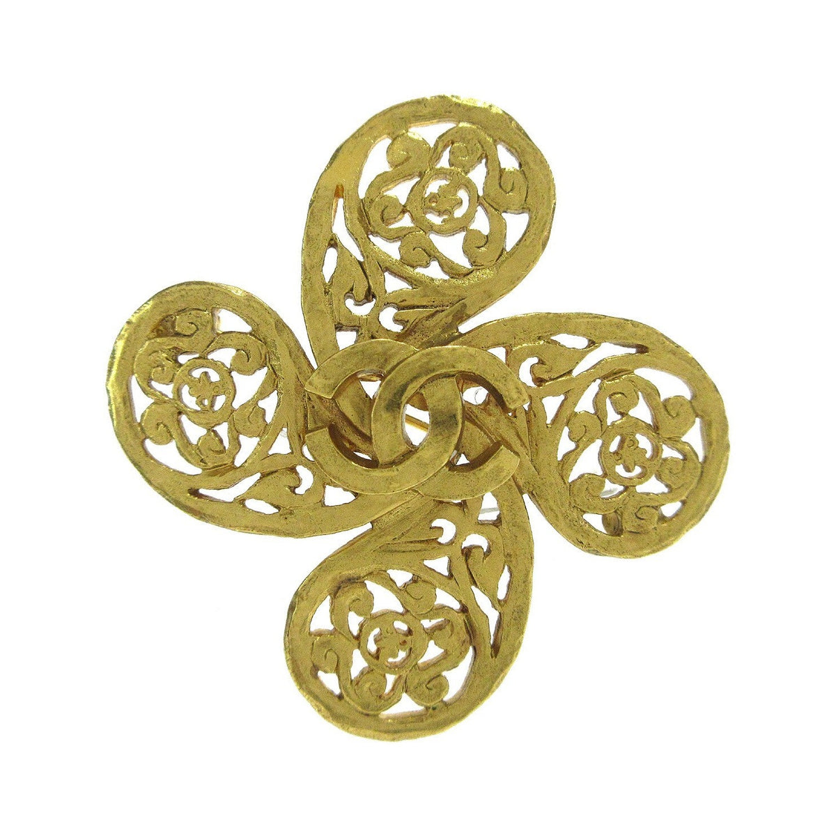 Chanel Logo CC Gold-plated, Gold, Gold Plated, Brooch