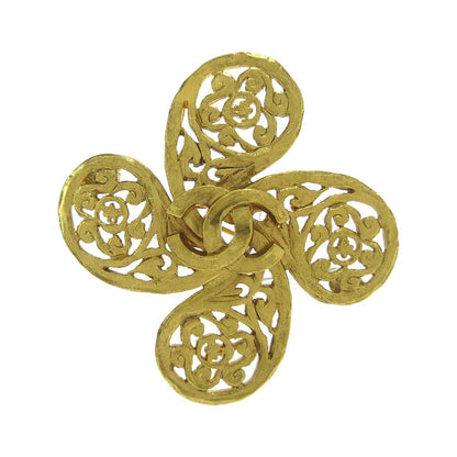 Chanel Logo CC Gold-plated, Gold, Gold Plated, Brooch