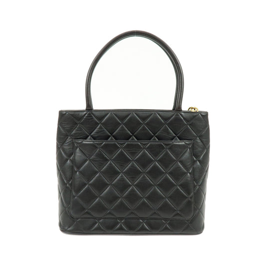 Chanel Medallion Quilted Caviar, Black, Calfskin, Tote Bag