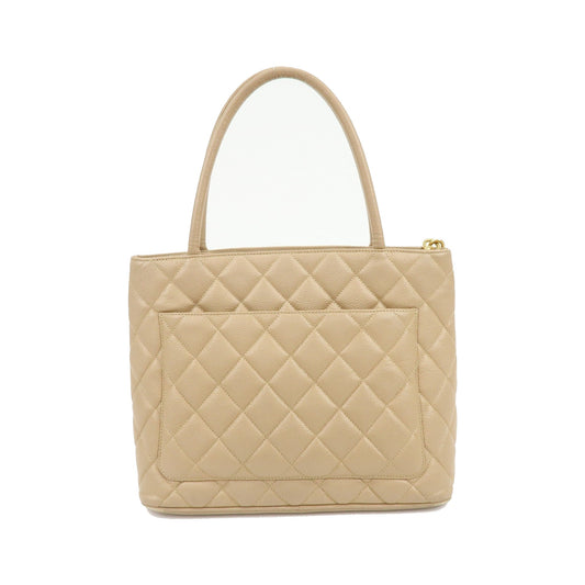 Chanel Medallion Quilted Lambskin, Beige, Leather, Tote Bag