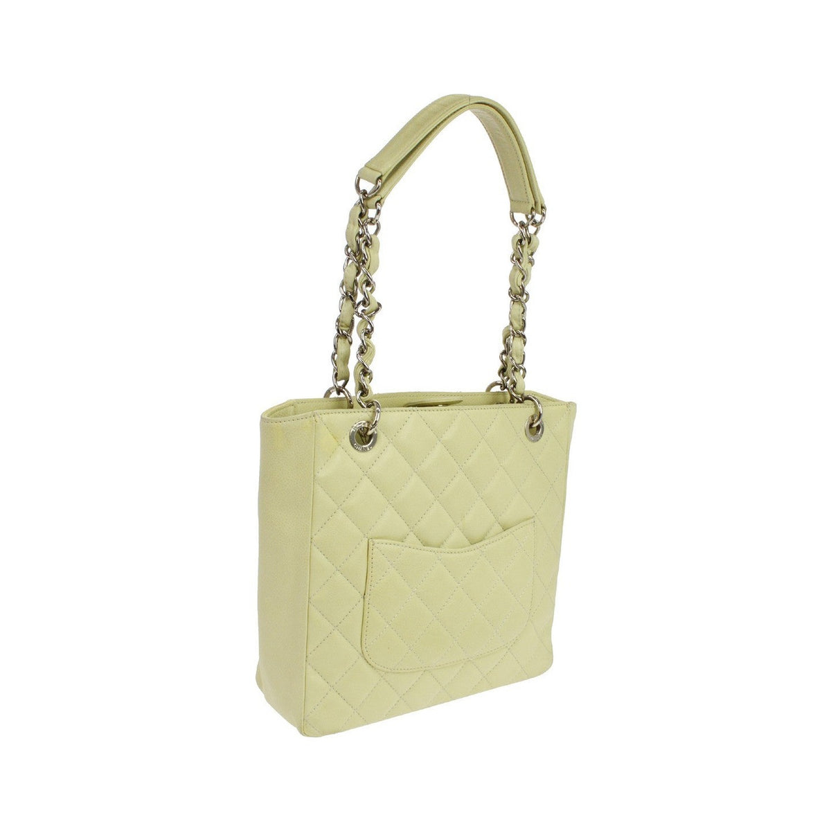 Chanel Petite Shopping Quilted Caviar, Green, Leather, Tote Bag