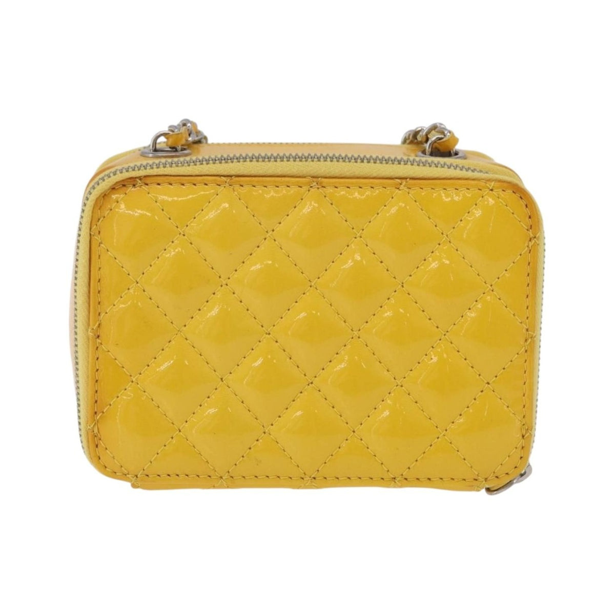 Chanel Pocket Box Camera Case Quilted Patent, Yellow, Patent Leather, Crossbody Bag