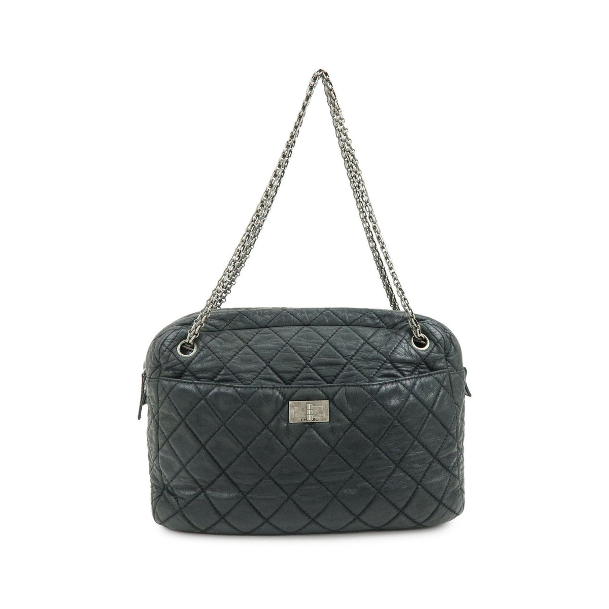 Chanel Shoulder Quilted Leather, Black, Calfskin, Shoulder Bag