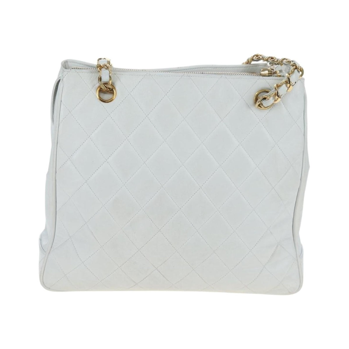 Chanel Shoulder Quilted Leather, White, Leather, Shoulder Bag