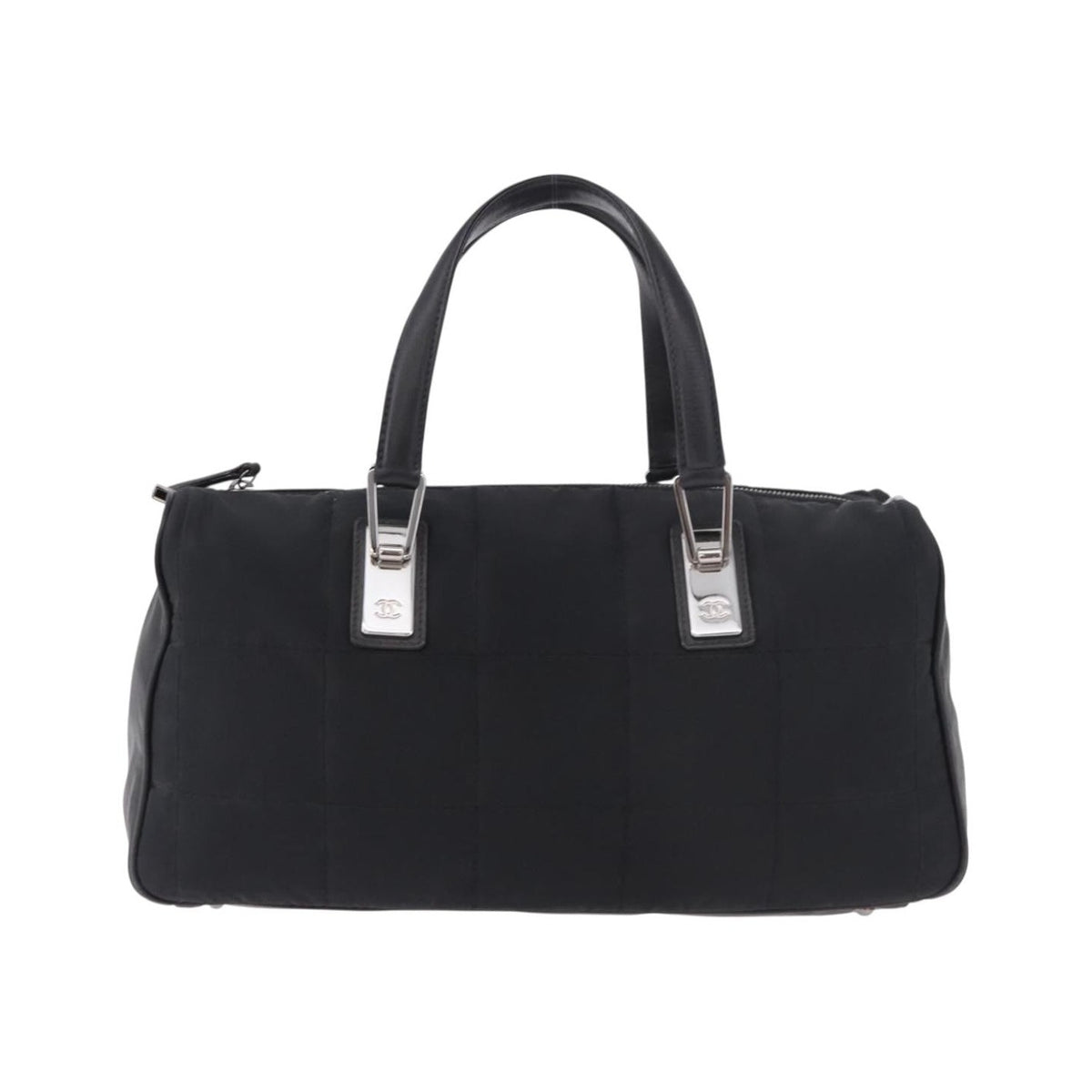 Chanel Square Stitch Boston Quilted Nylon, Black, Nylon, Handbag