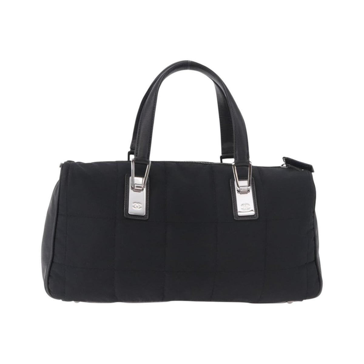 Chanel Square Stitch Boston Quilted Nylon, Black, Nylon, Handbag