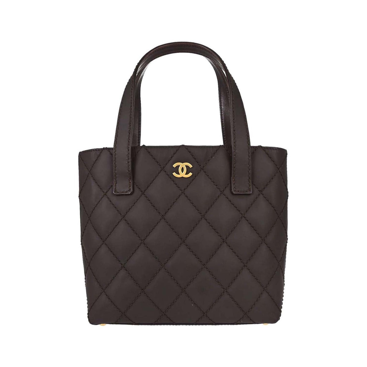 Chanel Surpique Quilted Leather, Brown, Leather, Tote Bag