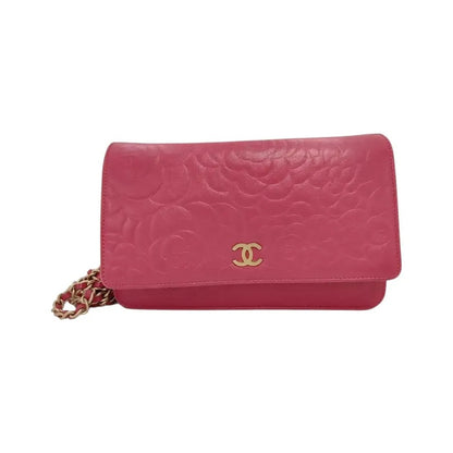 Chanel Sweet Camellia Wallet on Chain Quilted Lambskin, Pink, Leather, Shoulder Bag