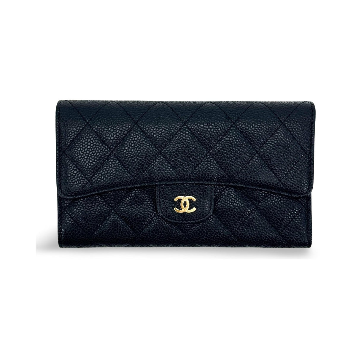Chanel Timeless Long Wallet Lambskin, Black, Leather, Wallet