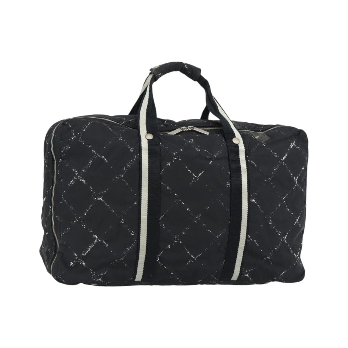 Chanel Travel Line Duffle Printed Nylon, Black, Nylon, Travel Bag