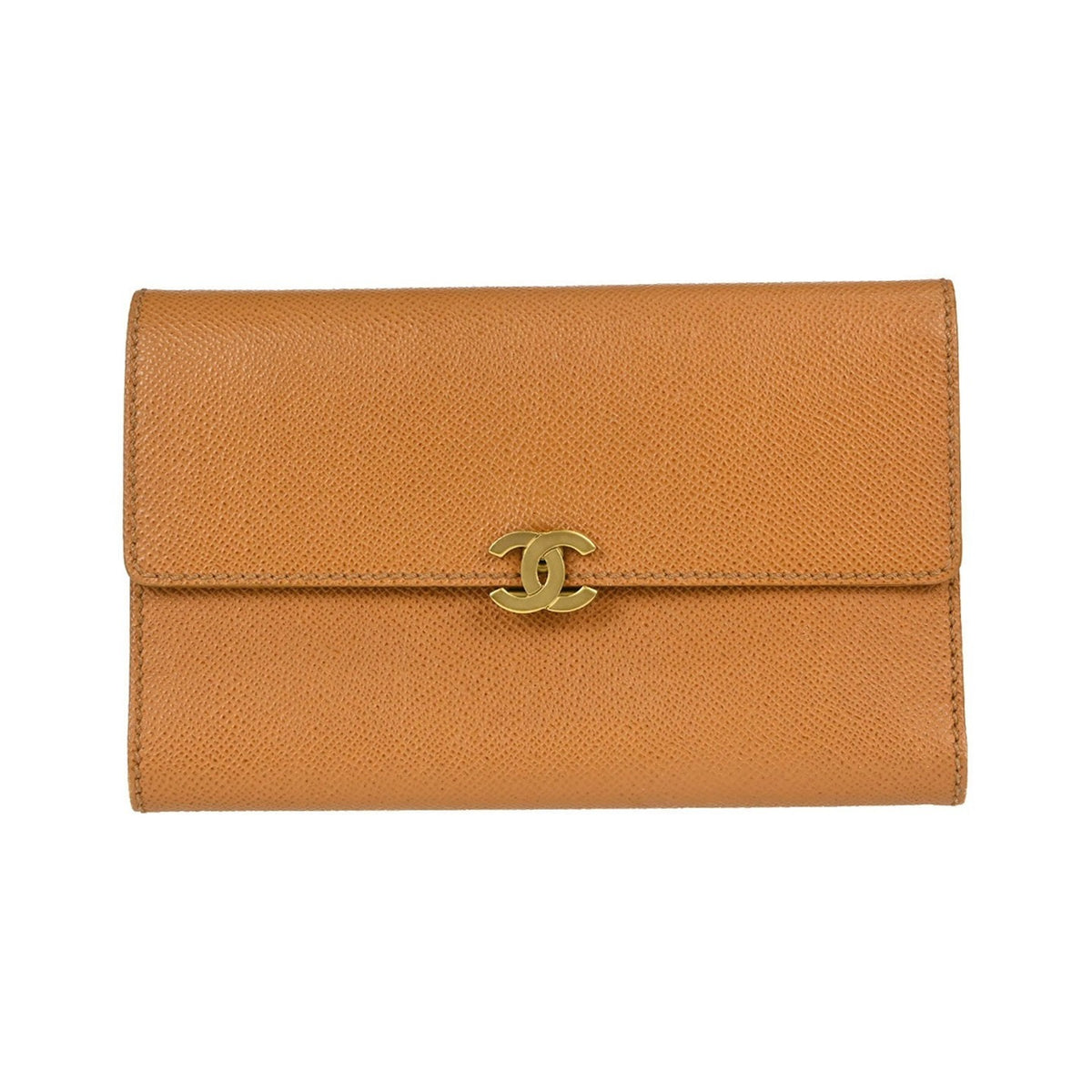 Chanel Trifold Caviar, Brown, Leather, Wallet
