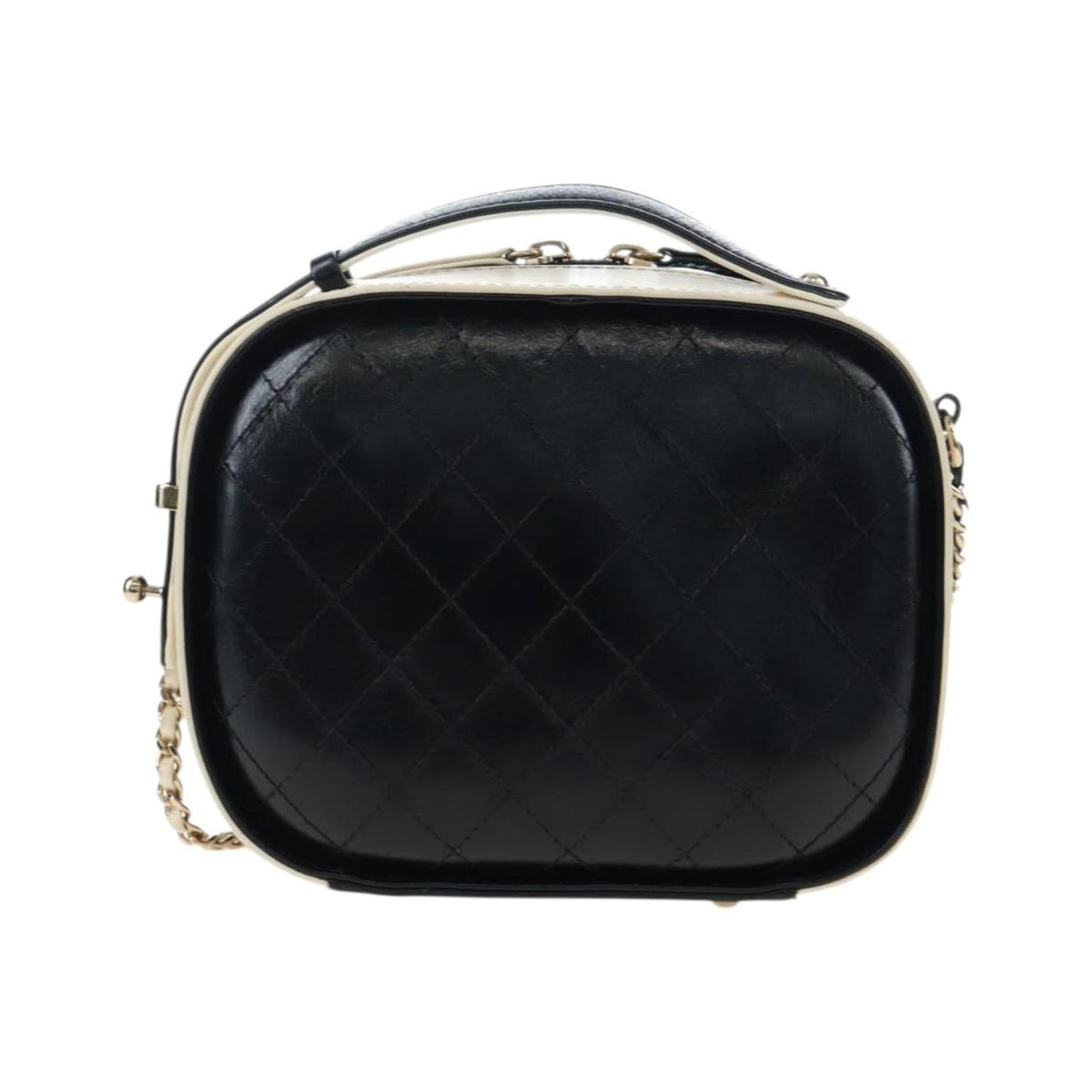 Chanel Vanity Case Quilted Crumpled Calfskin, White, Leather, Handbag