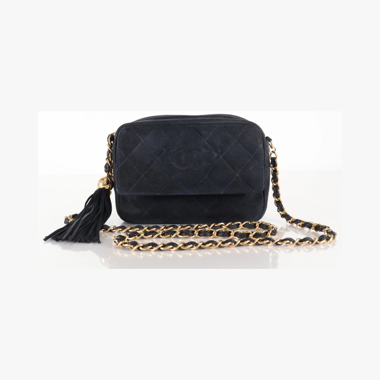 Chanel Vintage Camera Bag Suede, Black, Suede, Crossbody Bag
