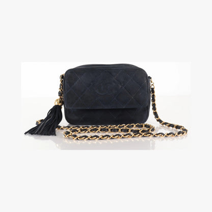 Chanel Vintage Camera Bag Suede, Black, Suede, Crossbody Bag