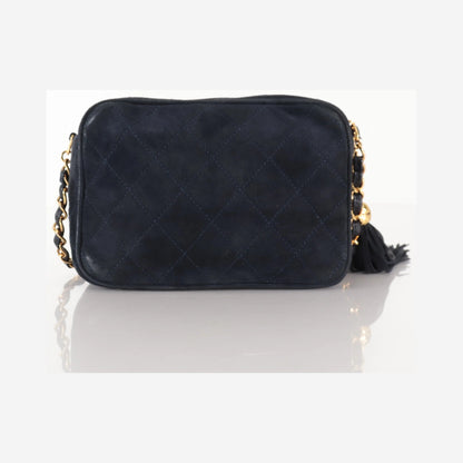 Chanel Vintage Camera Bag Suede, Black, Suede, Crossbody Bag