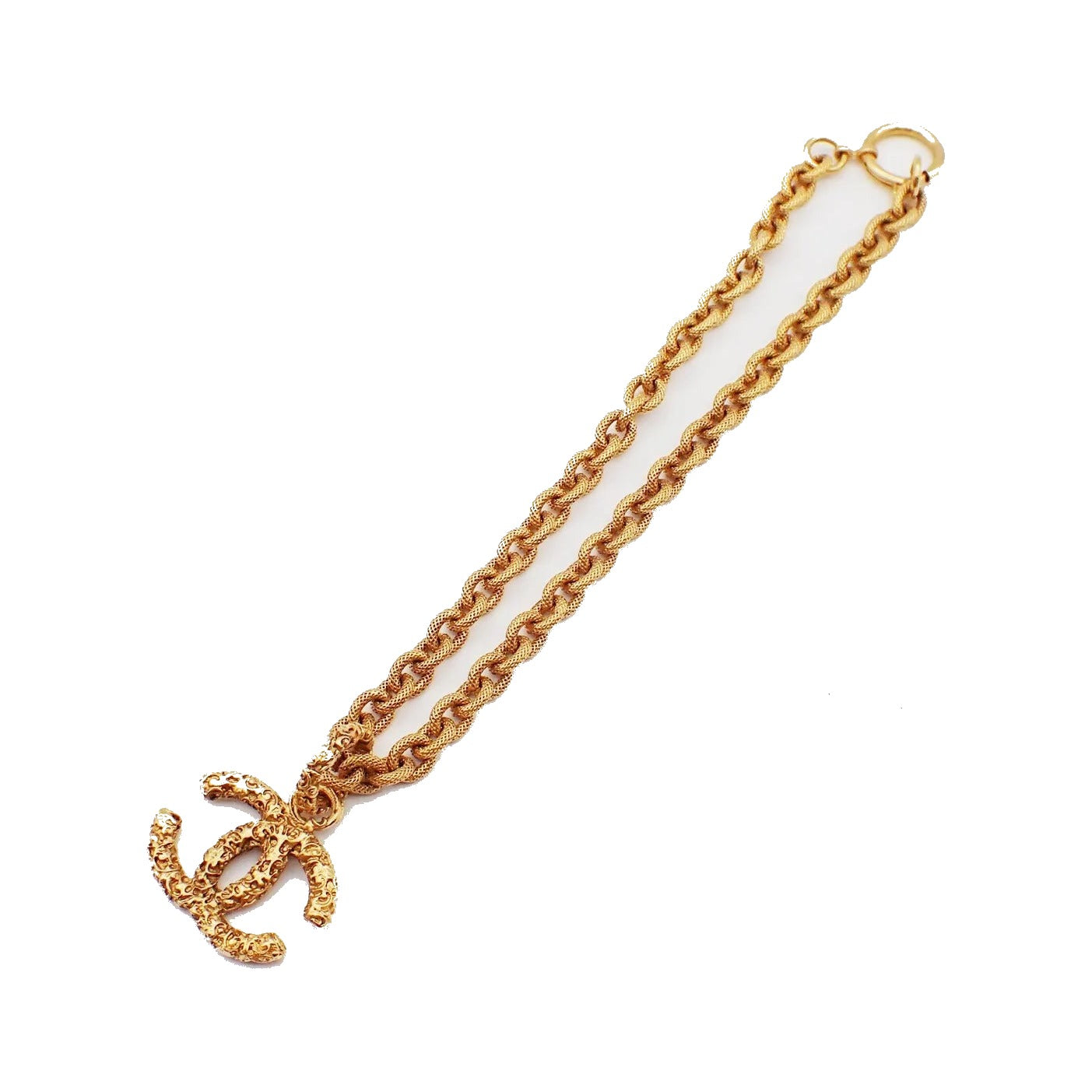 Chanel Vintage CC Logo Chain Charm Pendant Gold-plated, Gold, Gold Plated, Necklace