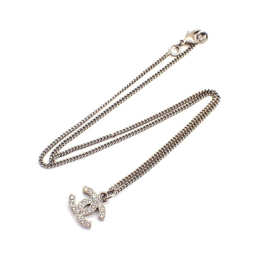 Chanel Vintage CC Logo Chain Charm Pendant silver plated, Silver, Silver Plated, Necklace
