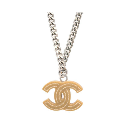 Chanel Vintage CC Pendant Metal, Silver, Silver Plated, Necklace