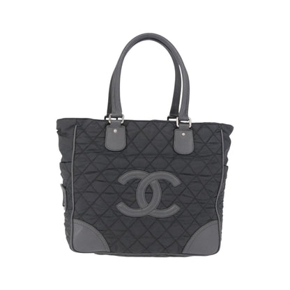 Chanel Vintage CC Quilted Nylon, Gray, Nylon, Tote Bag