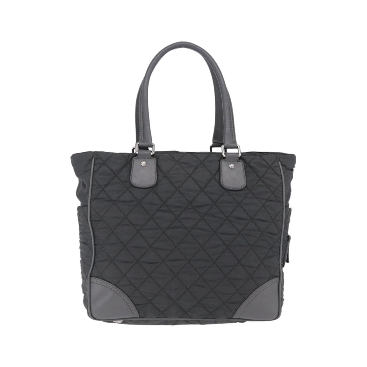 Chanel Vintage CC Quilted Nylon, Gray, Nylon, Tote Bag