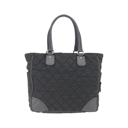 Chanel Vintage CC Quilted Nylon, Gray, Nylon, Tote Bag