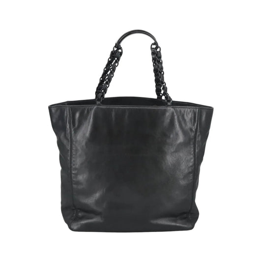 Chanel Vintage CC Resin Chain Tote Leather, Black, Leather, Tote Bag