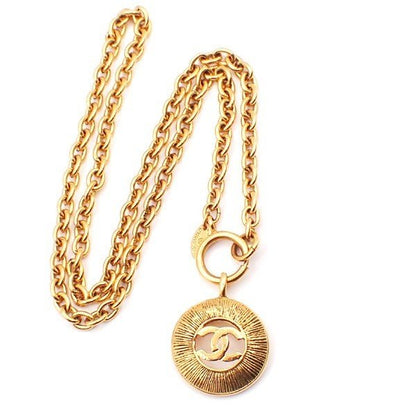 Chanel Vintage CC Round Cut - Out Pendant Necklace - Brandsamsara