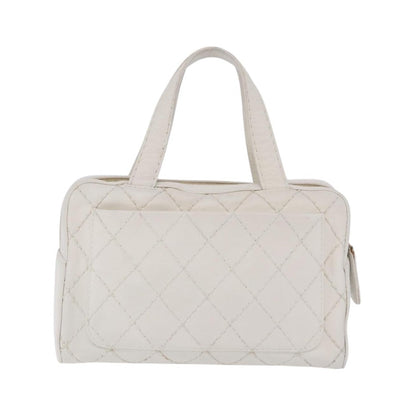 Chanel Vintage CC Zip Around Bowler Quilted Caviar, White, Leather, Handbag