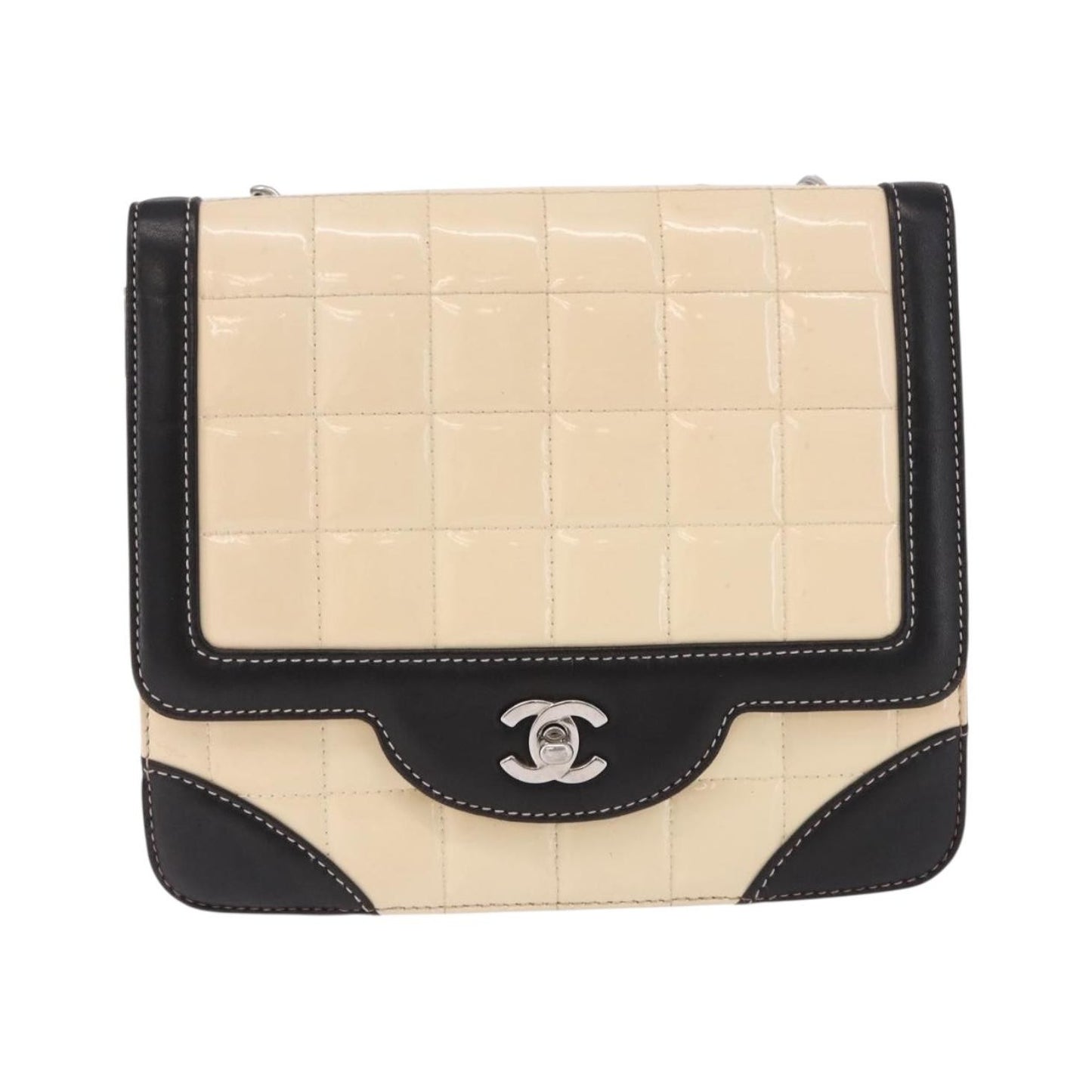 Chanel Vintage Chocolate Bar CC Flap Patent leather, Beige, Patent Leather, Shoulder Bag