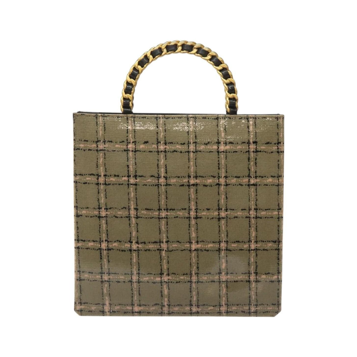 Chanel Vintage Chocolate Bar Leather, Beige, Leather, Tote Bag