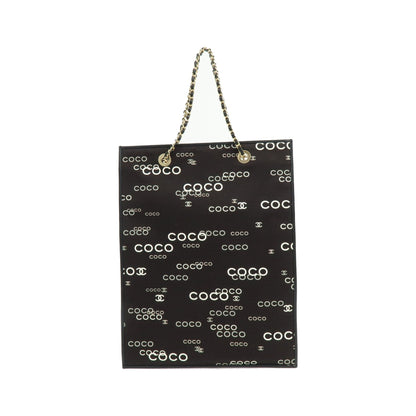 Chanel Vintage Coco Chain Shopping Printed Canvas, Black, Canvas, Tote Bag