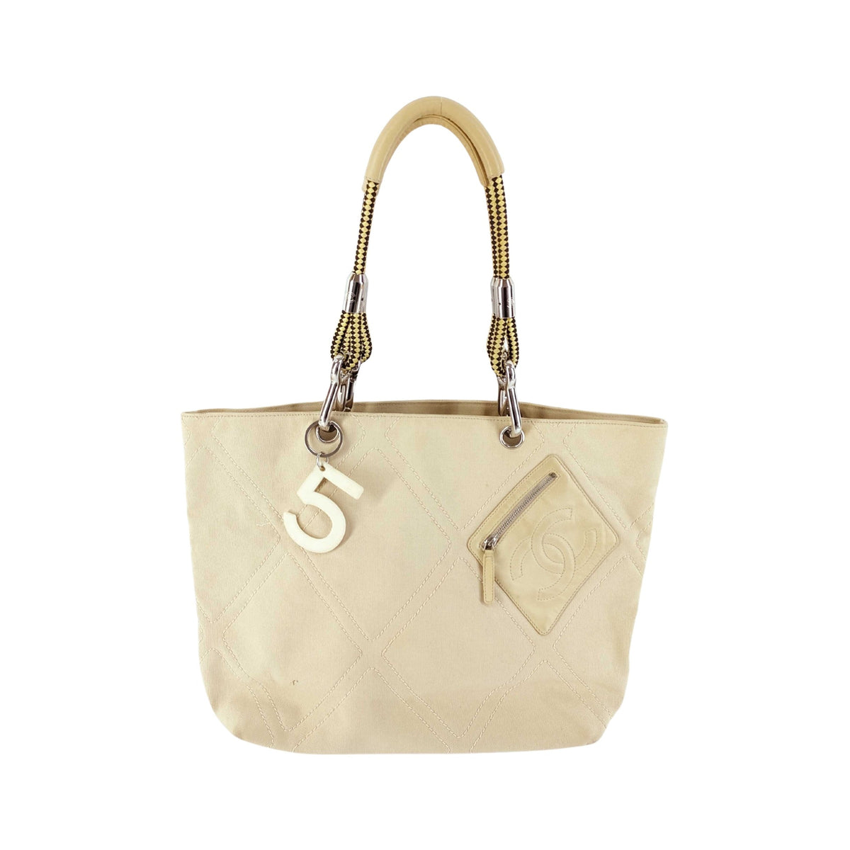Chanel Vintage No. 5 Canvas, Beige, Canvas, Tote Bag
