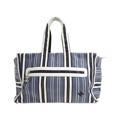Chanel Vintage Pocket Striped Canvas, Multicolour, Canvas, Tote Bag
