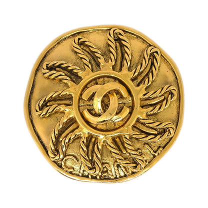Chanel Vintage Round CC Sun Metal, Gold, Gold Plated, Brooch