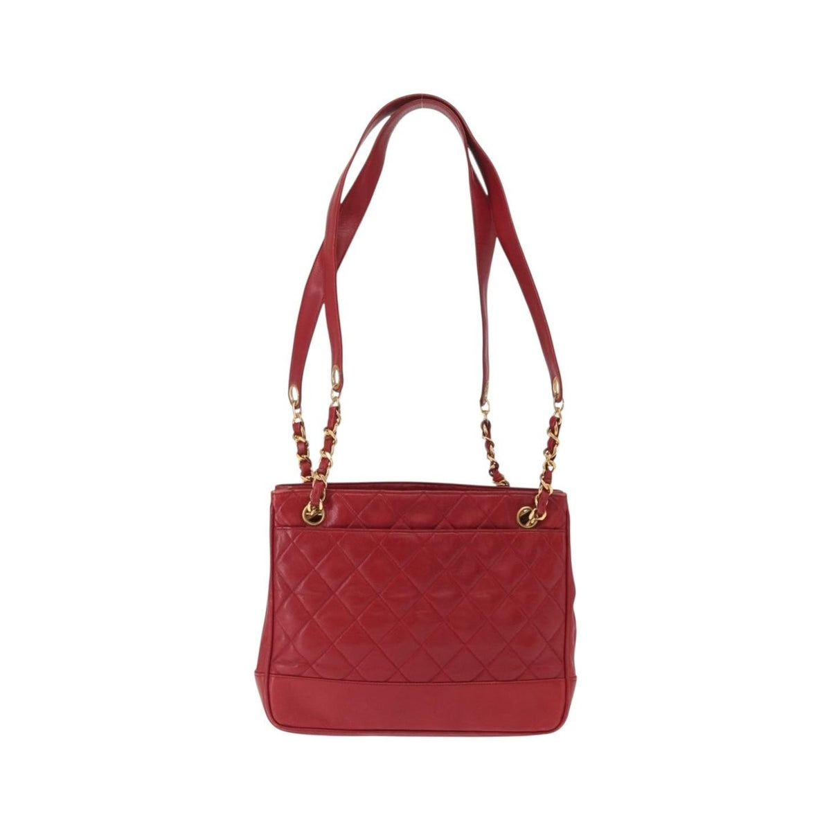Chanel Vintage Slit Pocket Quilted Lambskin, Red, Leather, Shoulder Bag