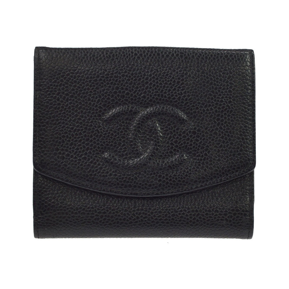 Chanel Vintage Timeless Bifold Caviar, Black, Leather, Wallet