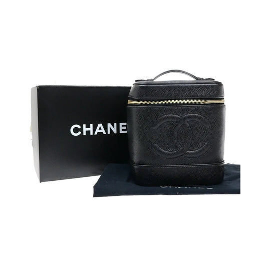 Chanel Vintage Timeless Cosmetic Case Caviar, Black, Calfskin, Handbag