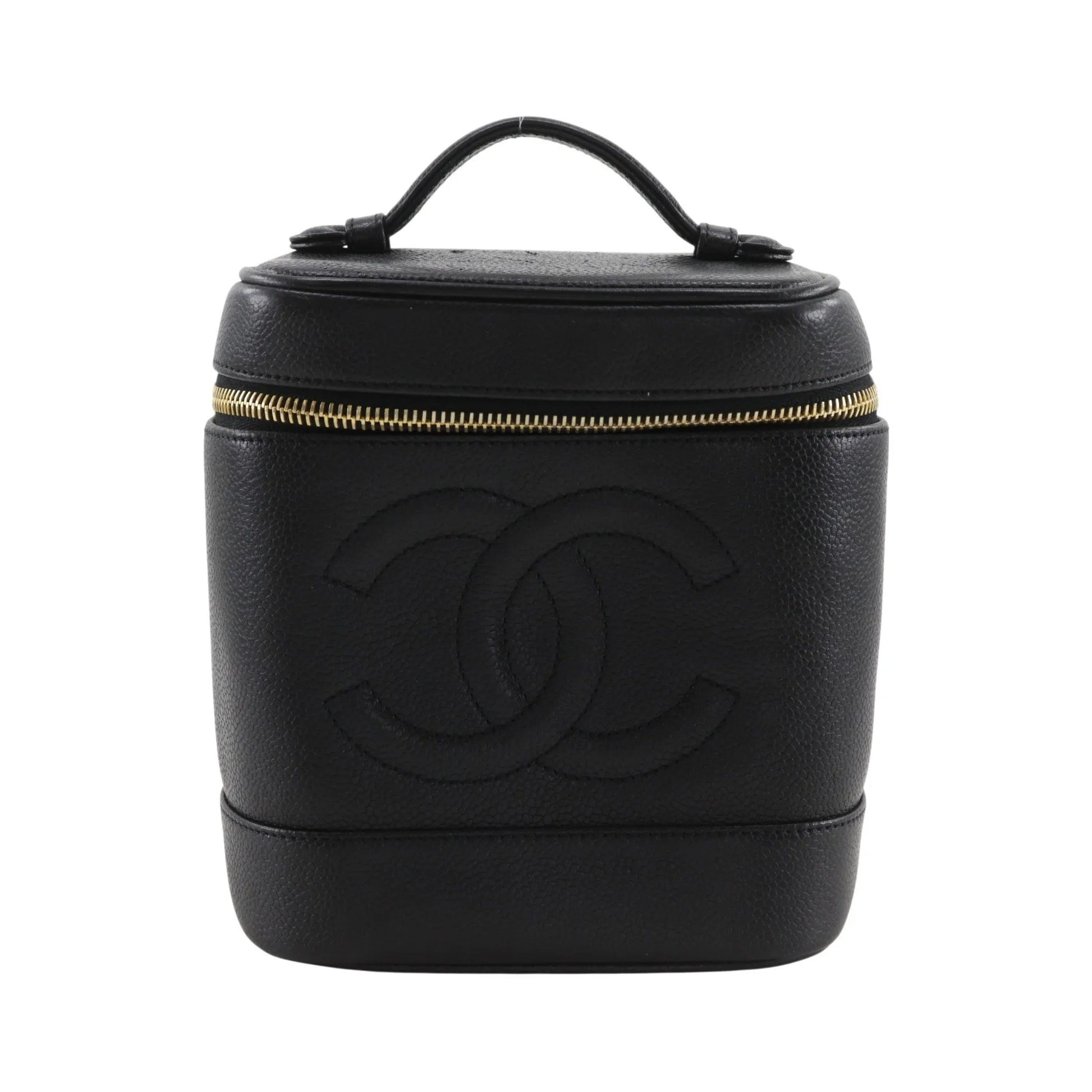 Chanel Vintage Timeless Cosmetic Case Caviar, Black, Leather, Handbag