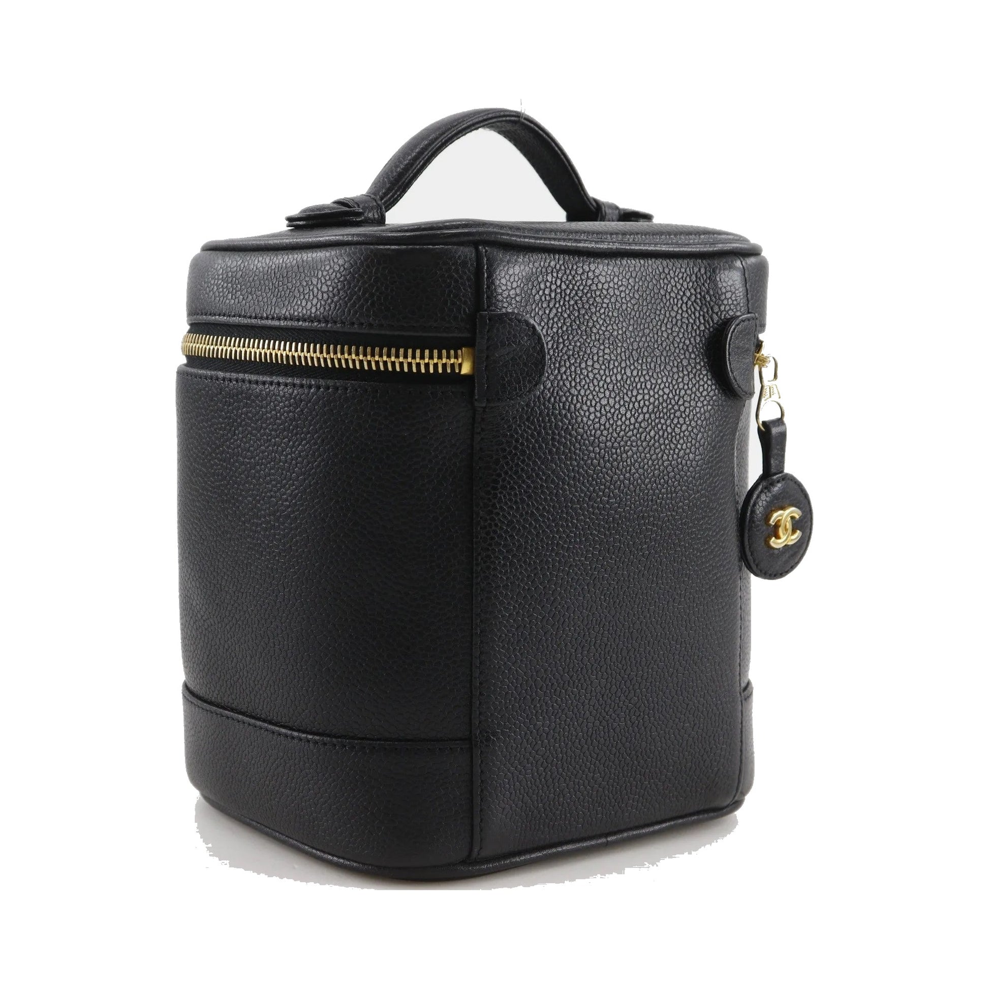 Chanel Vintage Timeless Cosmetic Case Caviar, Black, Leather, Handbag