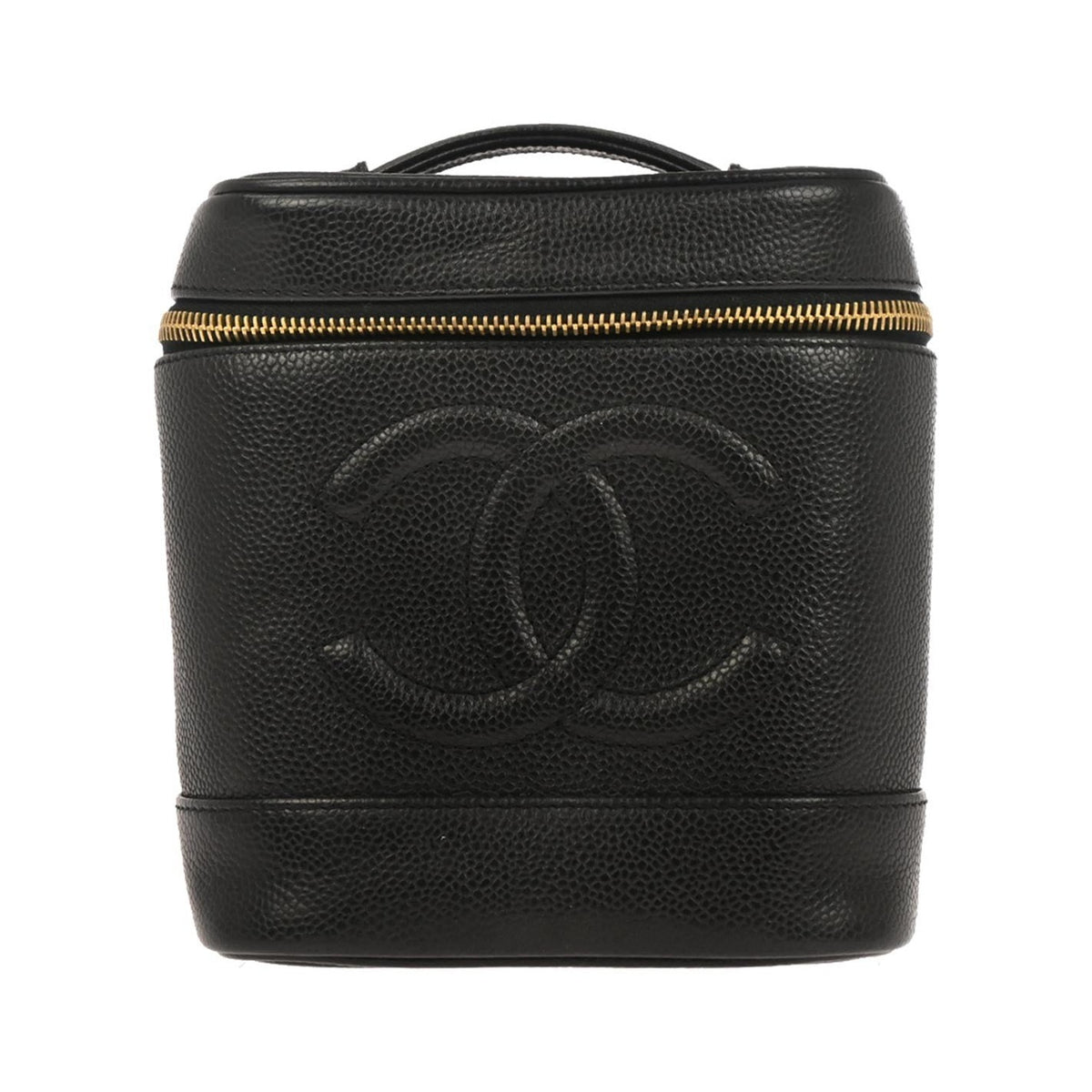 Chanel Vintage Timeless Cosmetic Case Caviar, Black, Leather, Handbag