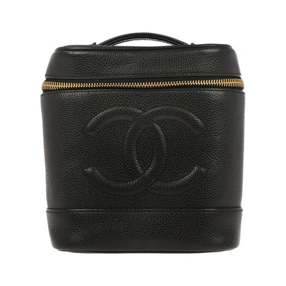 Chanel Vintage Timeless Cosmetic Case Caviar, Black, Leather, Handbag