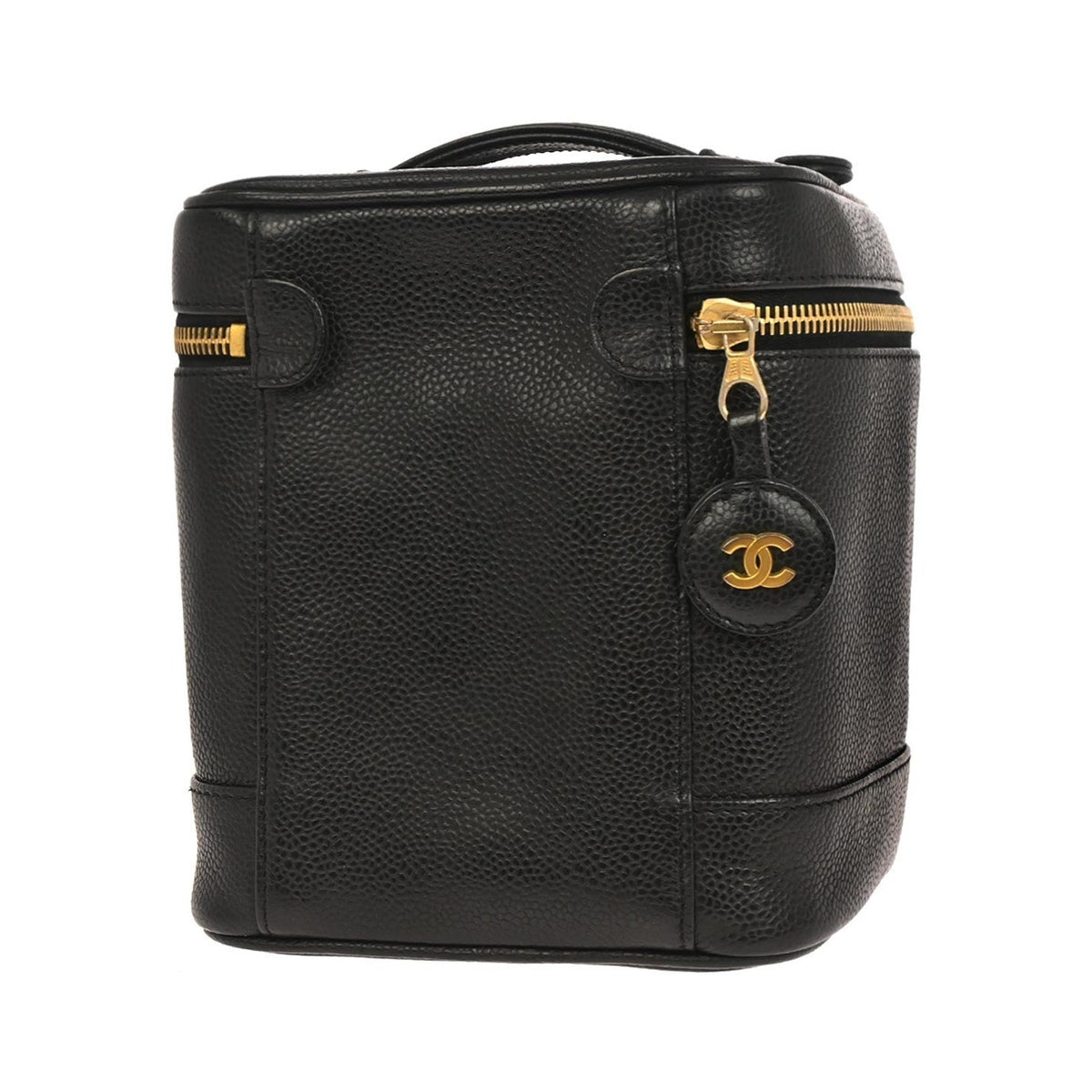 Chanel Vintage Timeless Cosmetic Case Caviar, Black, Leather, Handbag