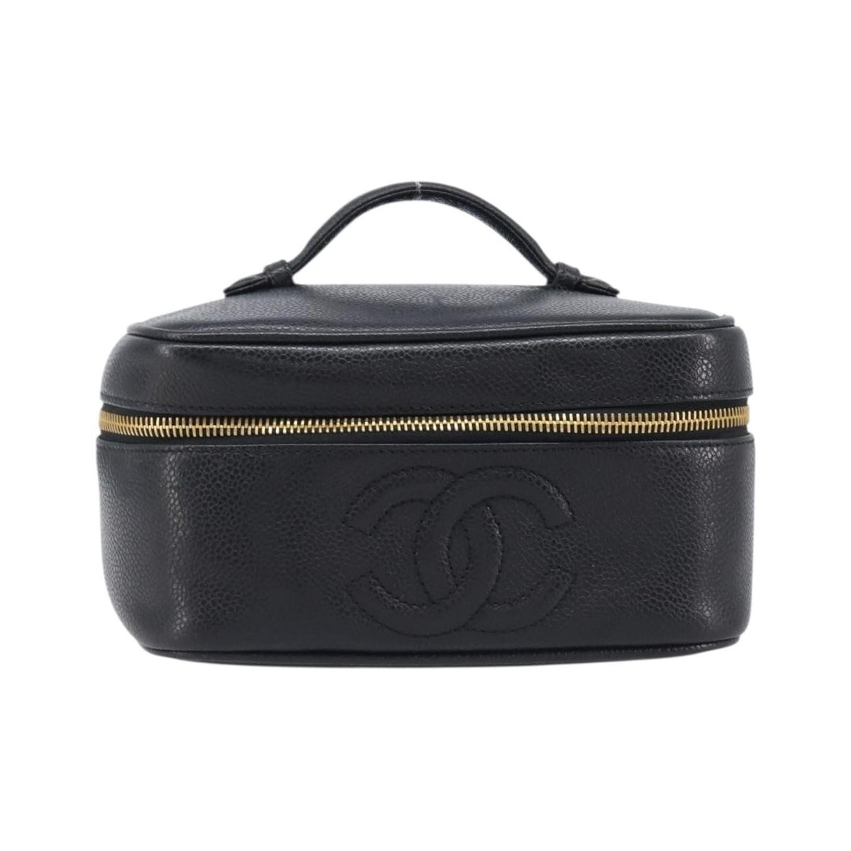 Chanel Vintage Timeless Cosmetic Case Caviar, Black, Leather, Clutch